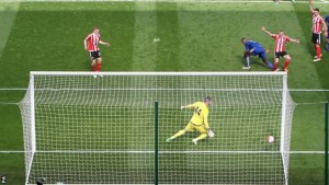 Leicester Wes Morgan gets the lone goal for the foxes against Southampton